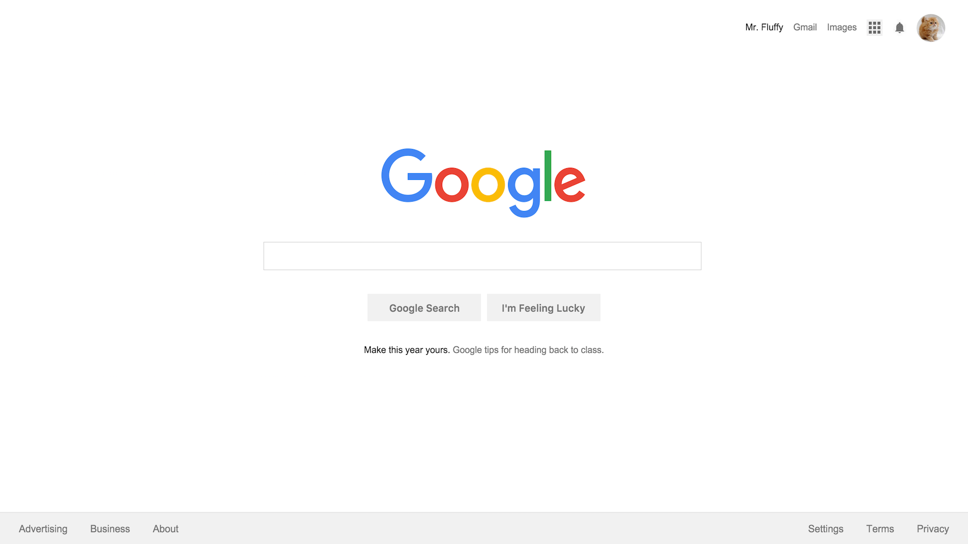 recreated google homepage